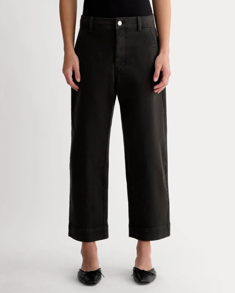 NWT Everlane The Organic Cotton Utility Straight-Leg Pant Black Size 0 Regular